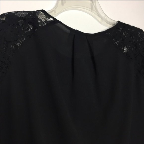 Anthropologie Maeve Black Short Sleeve Lace Blouse Size Medium - Picture 5 of 12